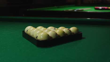 pool table with racked balls
