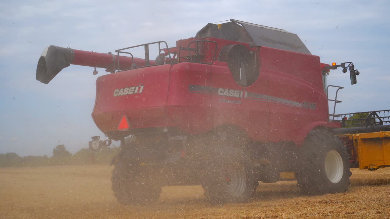 Harvester working on wheat field. Harvester machine working on wheat field