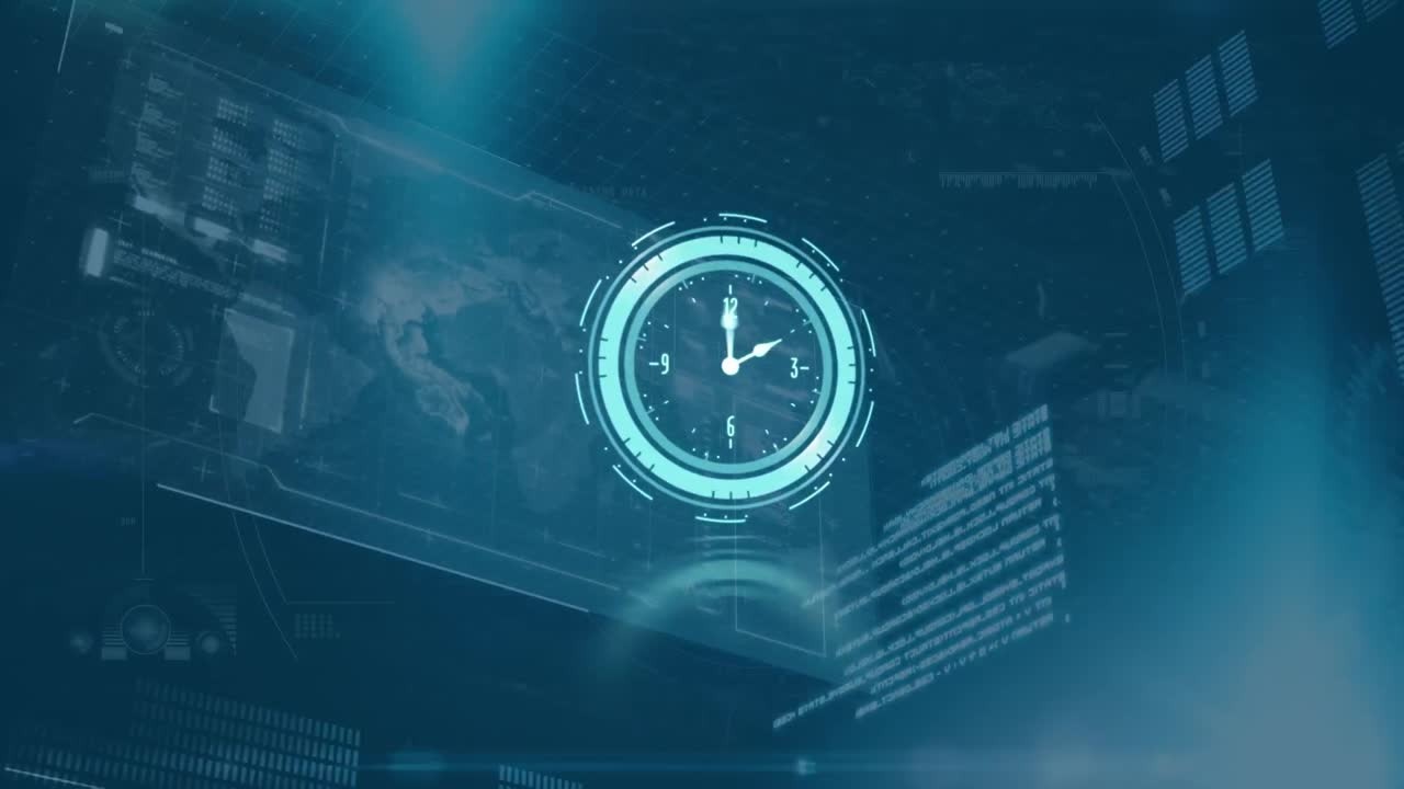 Animation of clock moving over data processing