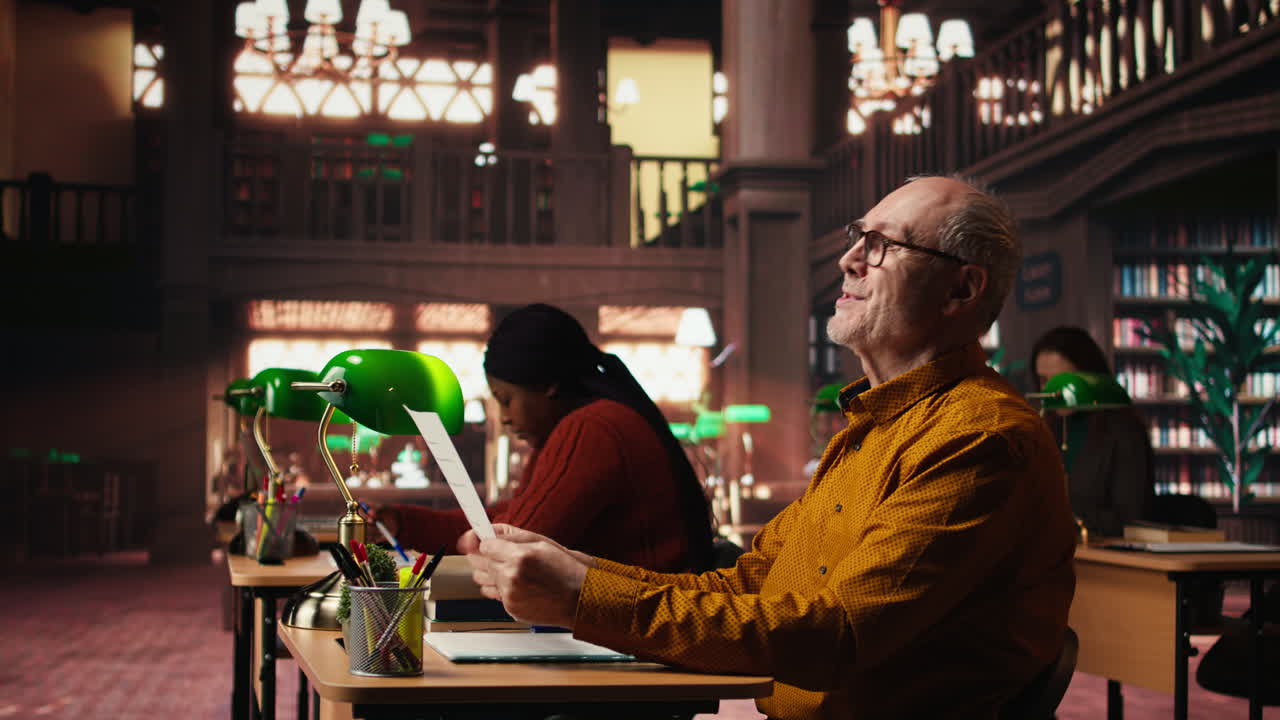 People studying in a vintage library