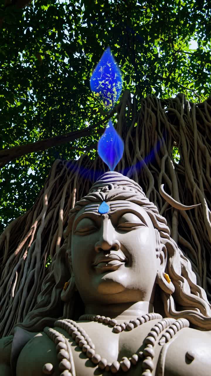 Majestic Shiva Statue Under a Sacred Banyan Tree