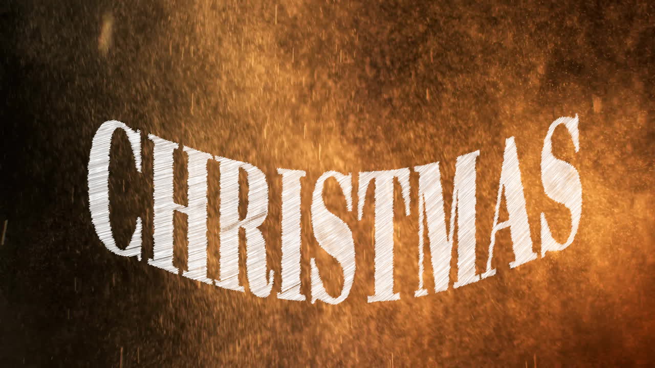 animación del texto de navidad sobre la nieve que cae