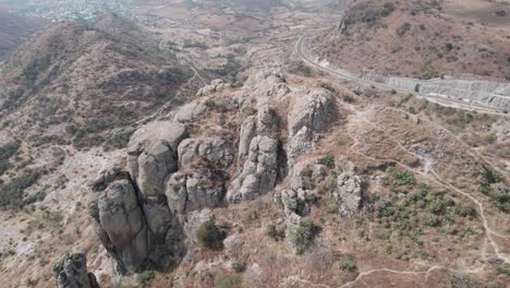 Aerial-view-of-a-large-rock-in-Salamanca-Guanajuato