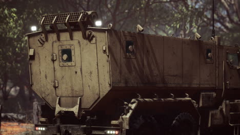 convoy armored vehicle on the road