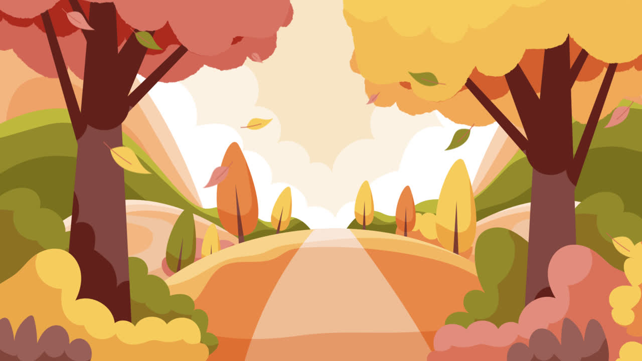 An animation of Flat autumn background