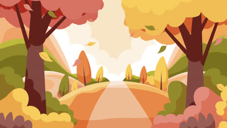 una animación de fondo plano de otoño