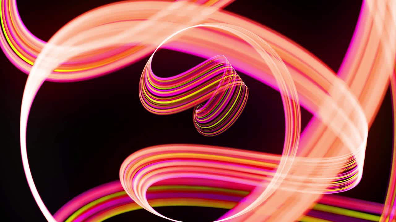 flujo de luz bg en 4k. fondo en bucle abstracto con rastros de luz, flujo de líneas de neón verde rojo amarillo en el espacio se mueven para formar formas en espiral. diseño de movimiento moderno de moda efecto de luz de fondo
