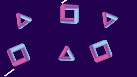 colores y figuras geométricas en animación de fondo azul