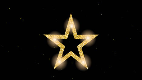 animación de un contorno de estrella dorada brillante sobre estrellas blancas que se mueven sobre un fondo negro
