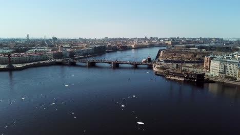 aerial view of st. petersburg, russia, with a bridge over a river