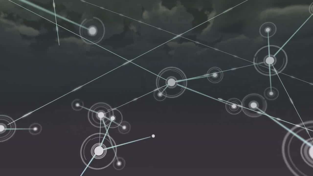 Animation of network of connections over clouds