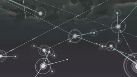 animation of network of connections over clouds