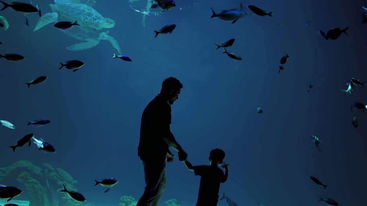 Father and Son at the Aquarium