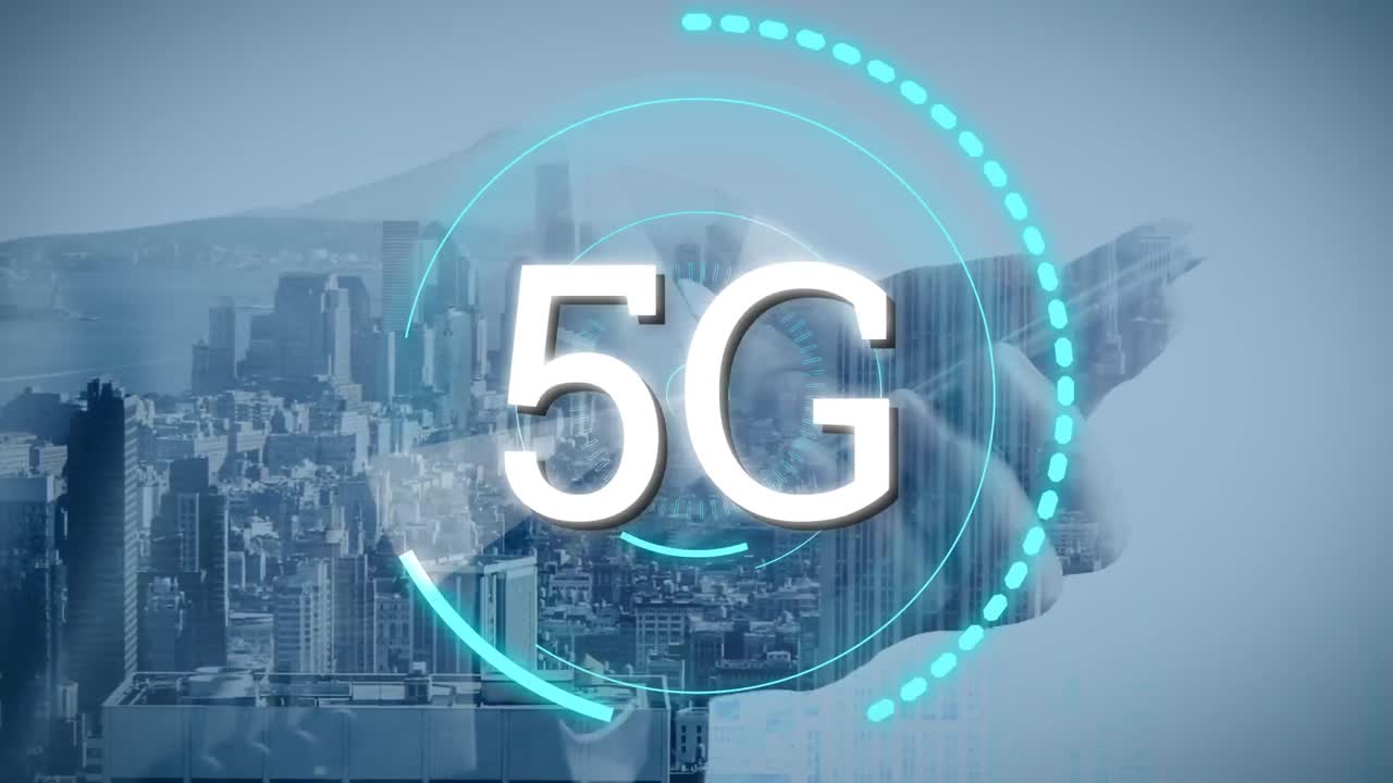 5g scritto nel mezzo di un cerchio futuristico