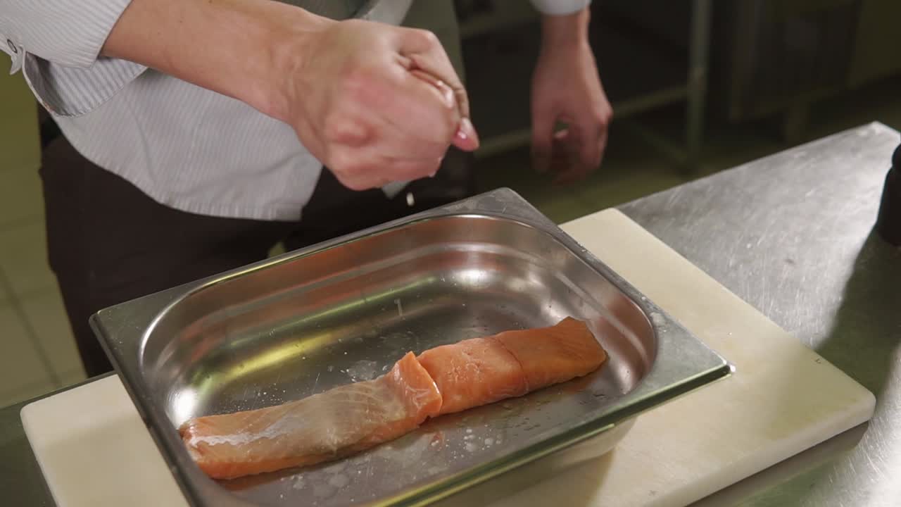 Chef Preparing Salmon