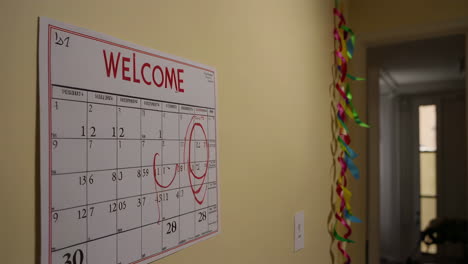 family reunion marked on calendar with decorations