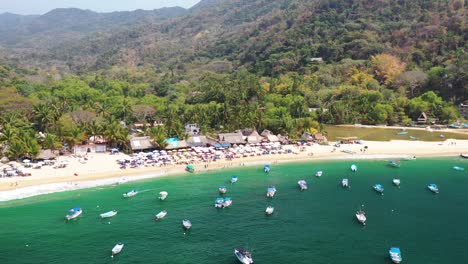 Aerial-view-of-Yelapa-beach-in-Cabo-Corrientes,-Jalisco,-Mexico