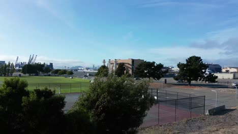 an abandoned building near a naval base