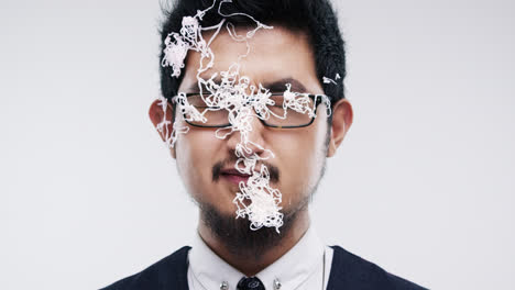 funny asian man silly string face slow motion wedding photo booth series