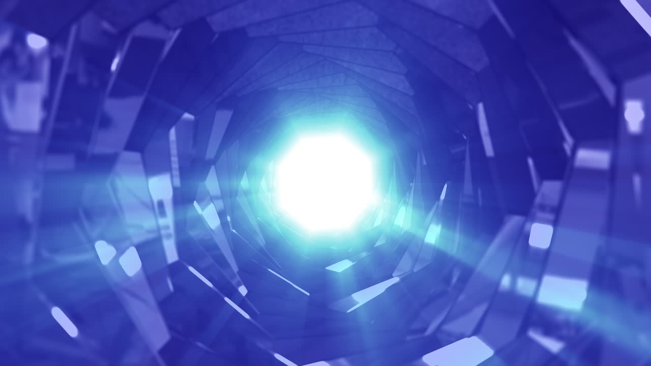 파란색 다면 터널 나선형 애니메이션 배경
