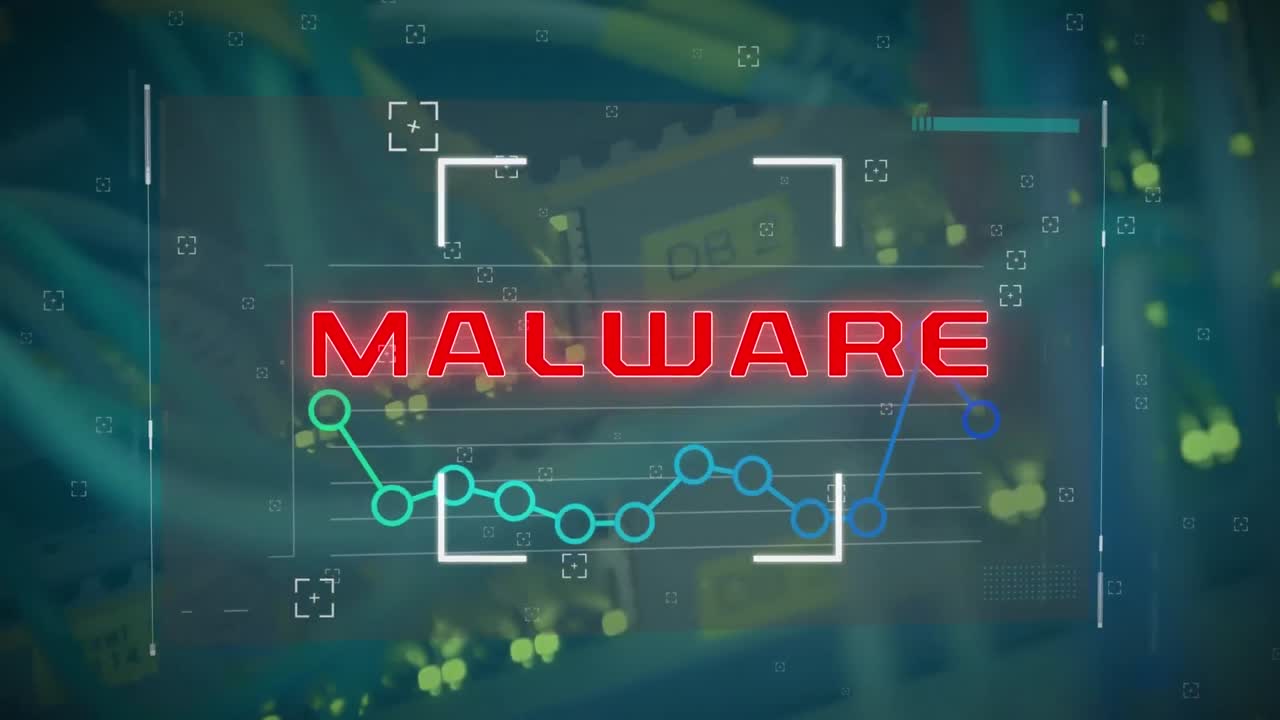 animación del texto de malware con procesamiento de datos a través del servidor.