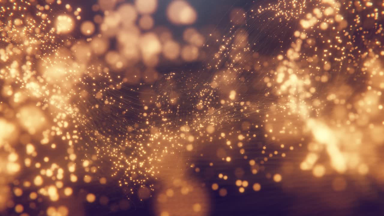 Particelle dorate scintillanti e sfondo astratto bokeh in loop.