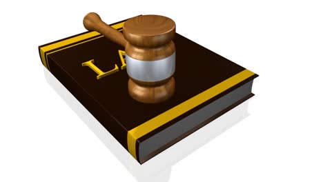 Animation-Eines-Gesetzesbuchs-Und-Eines-Hammers.-Konzept-Der-Gerechtigkeit