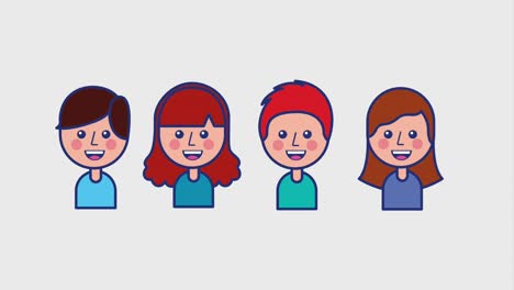 young people characters smiling cartoon