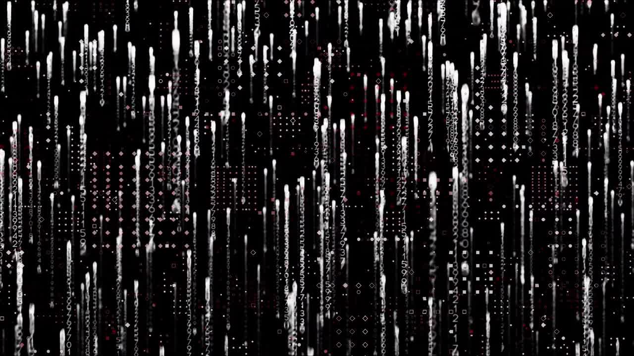 컴퓨터 회로판의 애니메이션, 검은색에 떨어지는  ⁇  빛의 흔적 위에