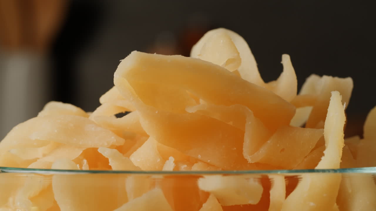 Dried Ginger Slices in Glass Bowl