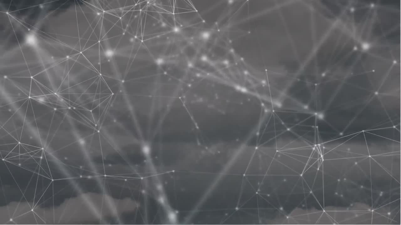 Animation of network of connections over sky