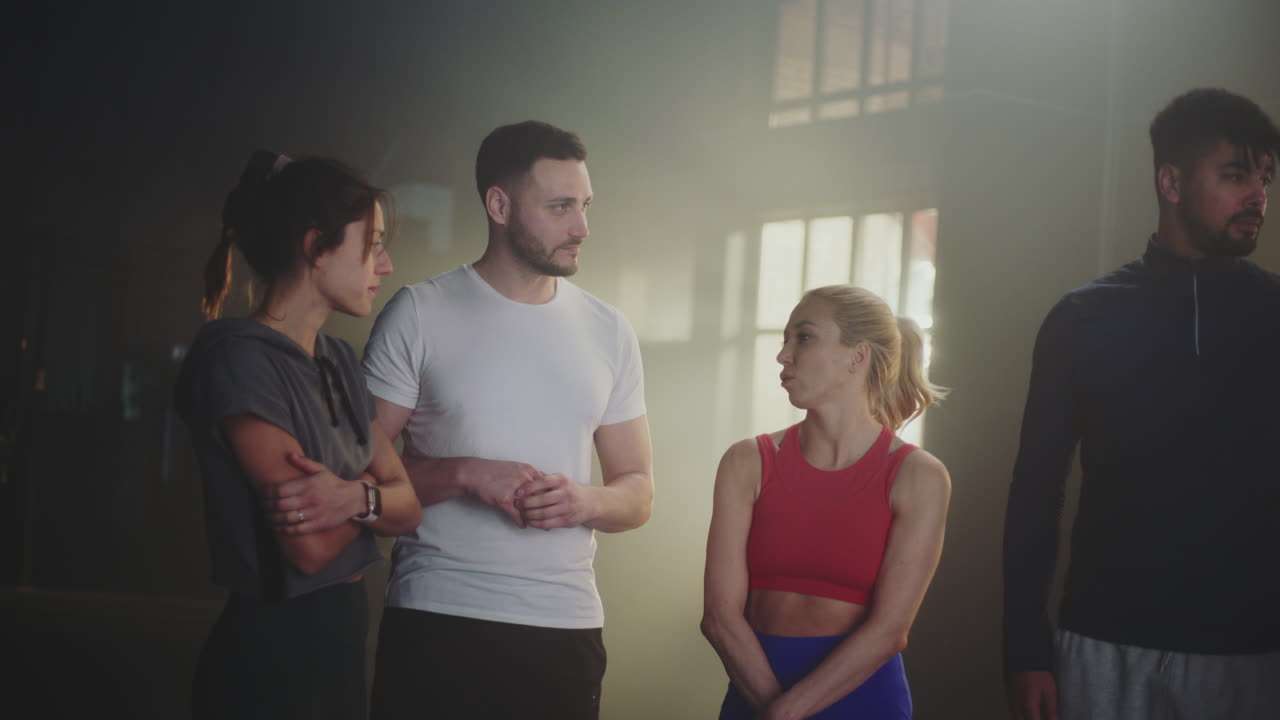 Group fitness discussion in a gym