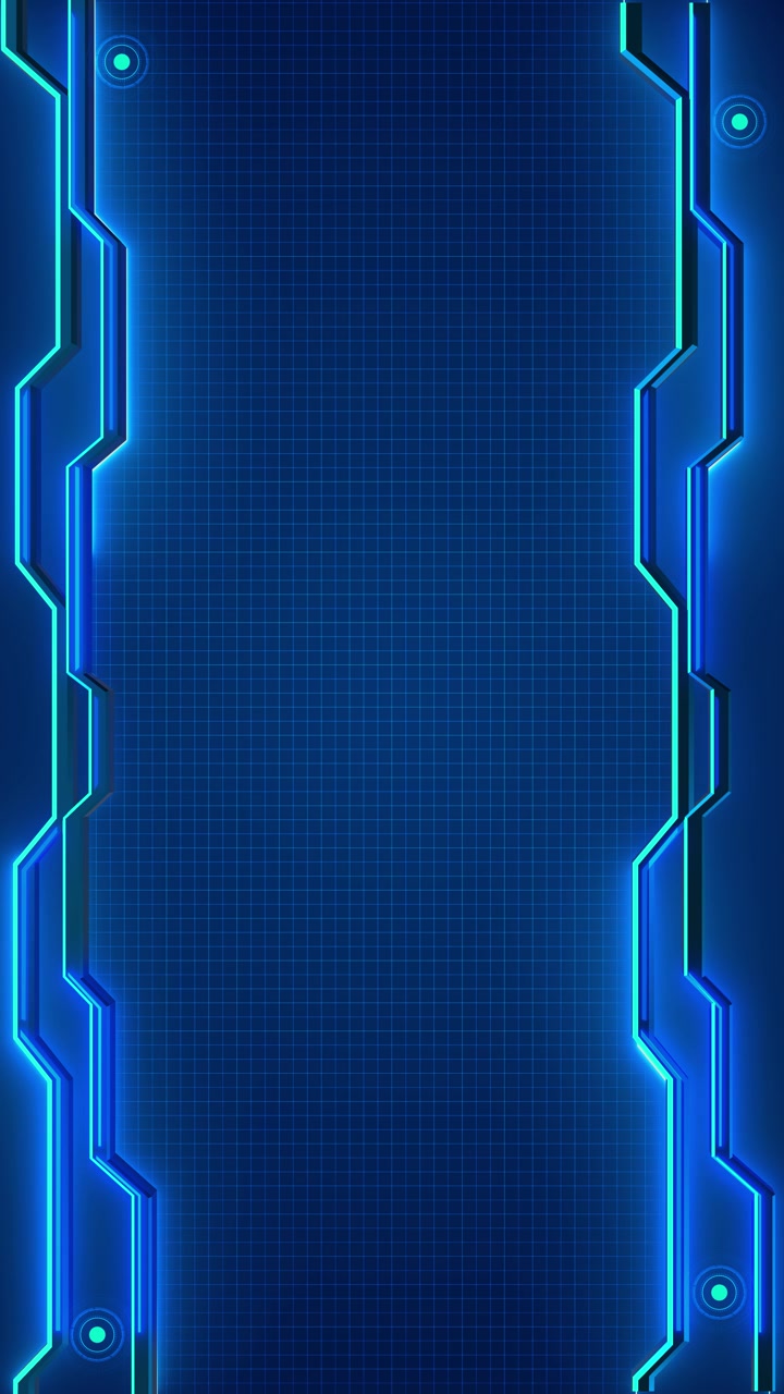 Blue futuristic circuit frame background with glowing cyan borders grid center and clean technology