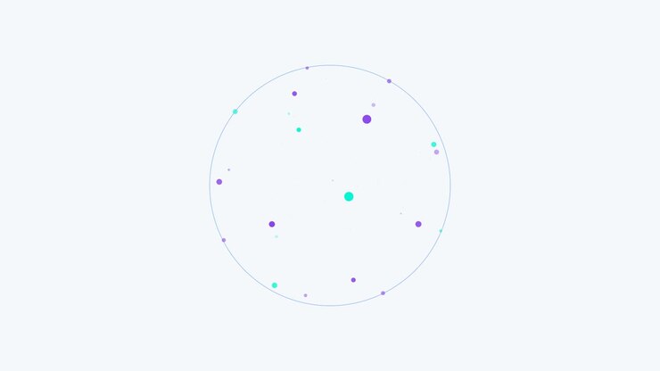Motion graphic astratto di particelle fluttuanti all'interno di un cerchio