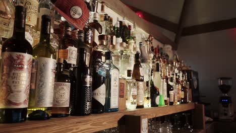 full bar with various alcoholic drinks