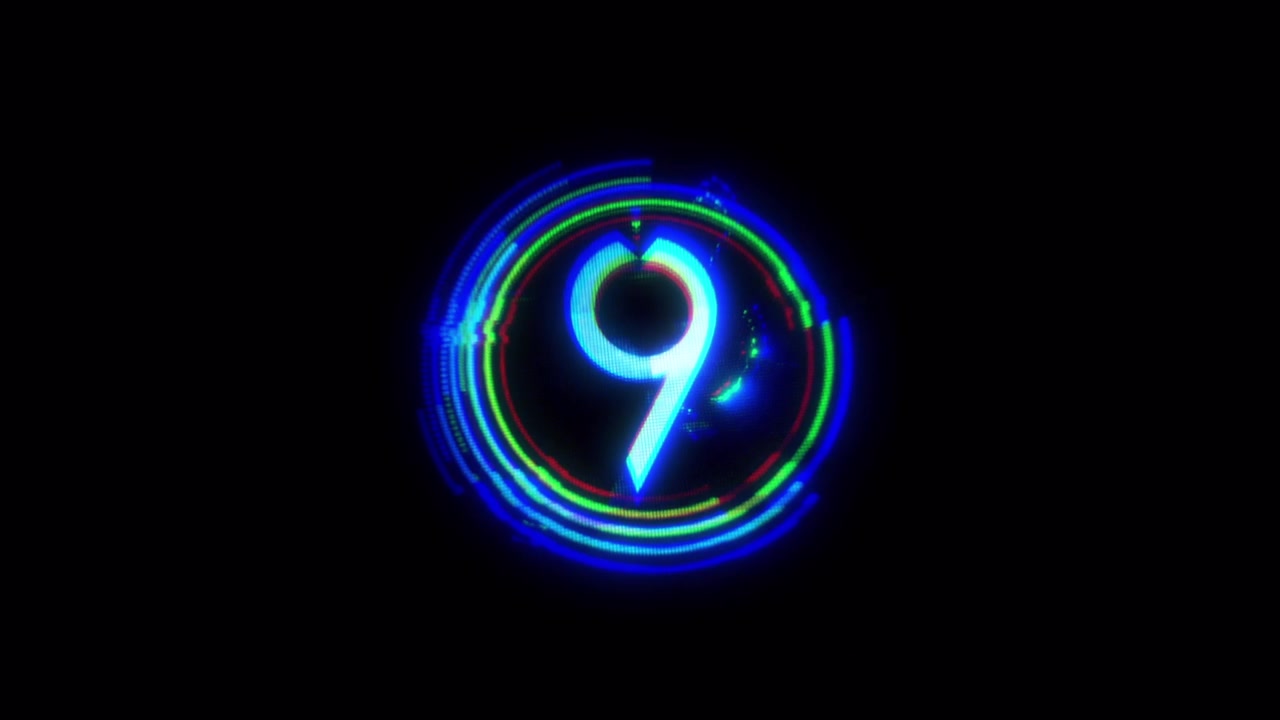 Timer digitale conto alla rovescia con grafica neon blu luminosa