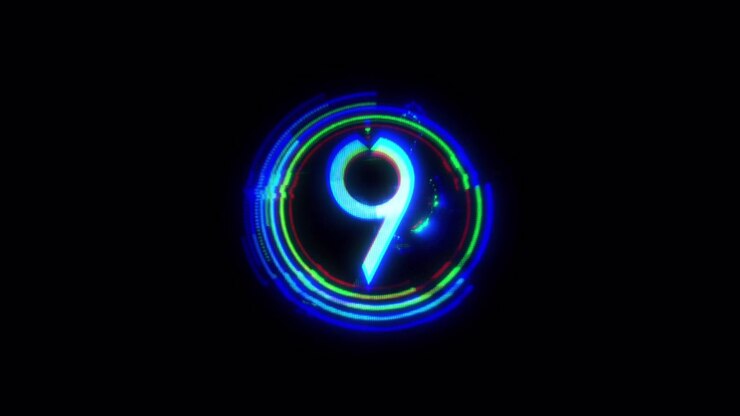 Digital nedtellingstimer med glødende blå neon-grafikk