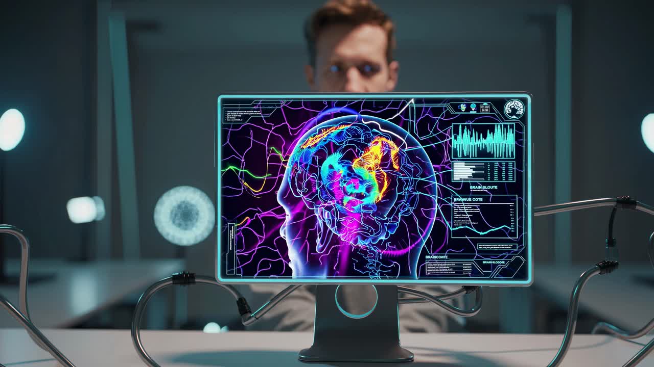 Brain Visualization on a Futuristic Computer Display