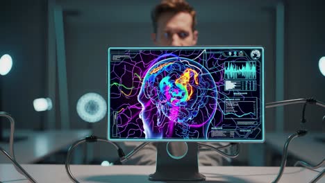 brain visualization on a futuristic computer display