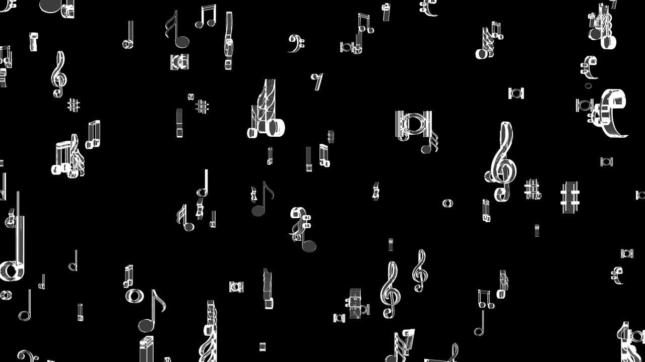 4K Music Notes Flying Alpha - Loop