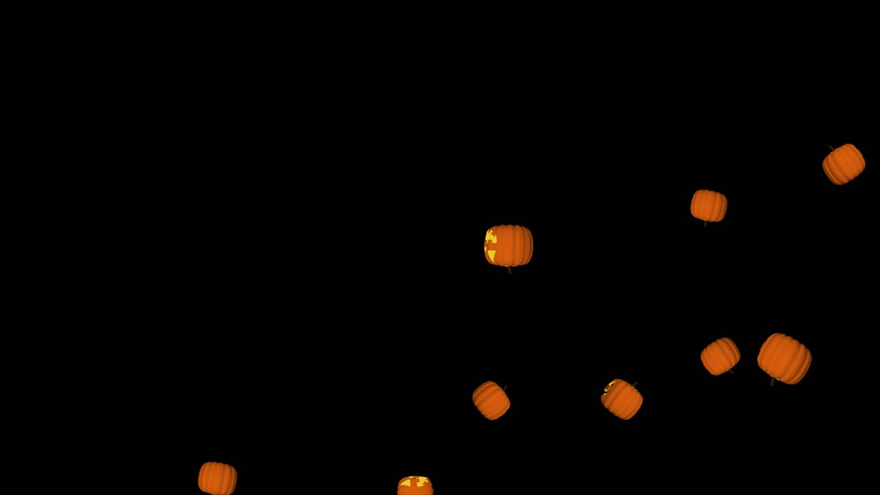 3d halloween pumpkin falling screen thanksgiving day or halloween on orange autumn harvest terror