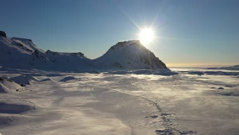 view out from an ice-cave in myrdalsjokull glacier in south iceland