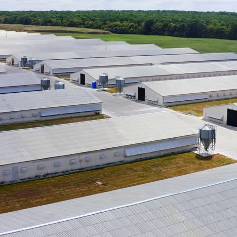 a modern, metal, prefabricated farm building. prefabricated farm building. view from above on poultry farm