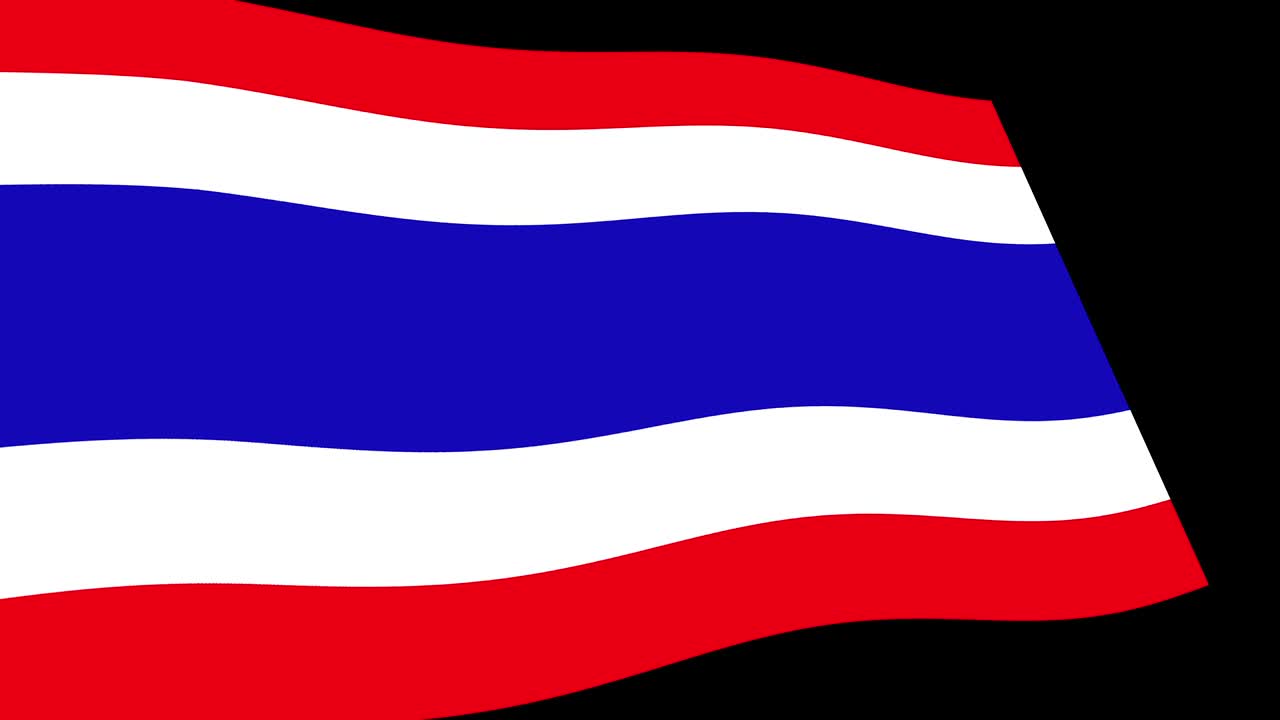 флаг таиланда медленно размахивает в перспективе, анимация 4k кадры