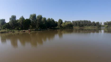 Polluted-Brown-Water-in-a-Lake-in-Hanshiqiao-Wetland-National-Park,-Beijing,-China