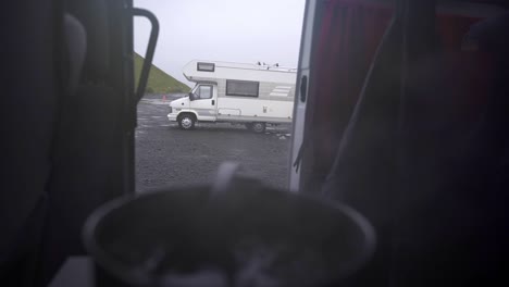 Soup-being-prepared-in-traveling-van