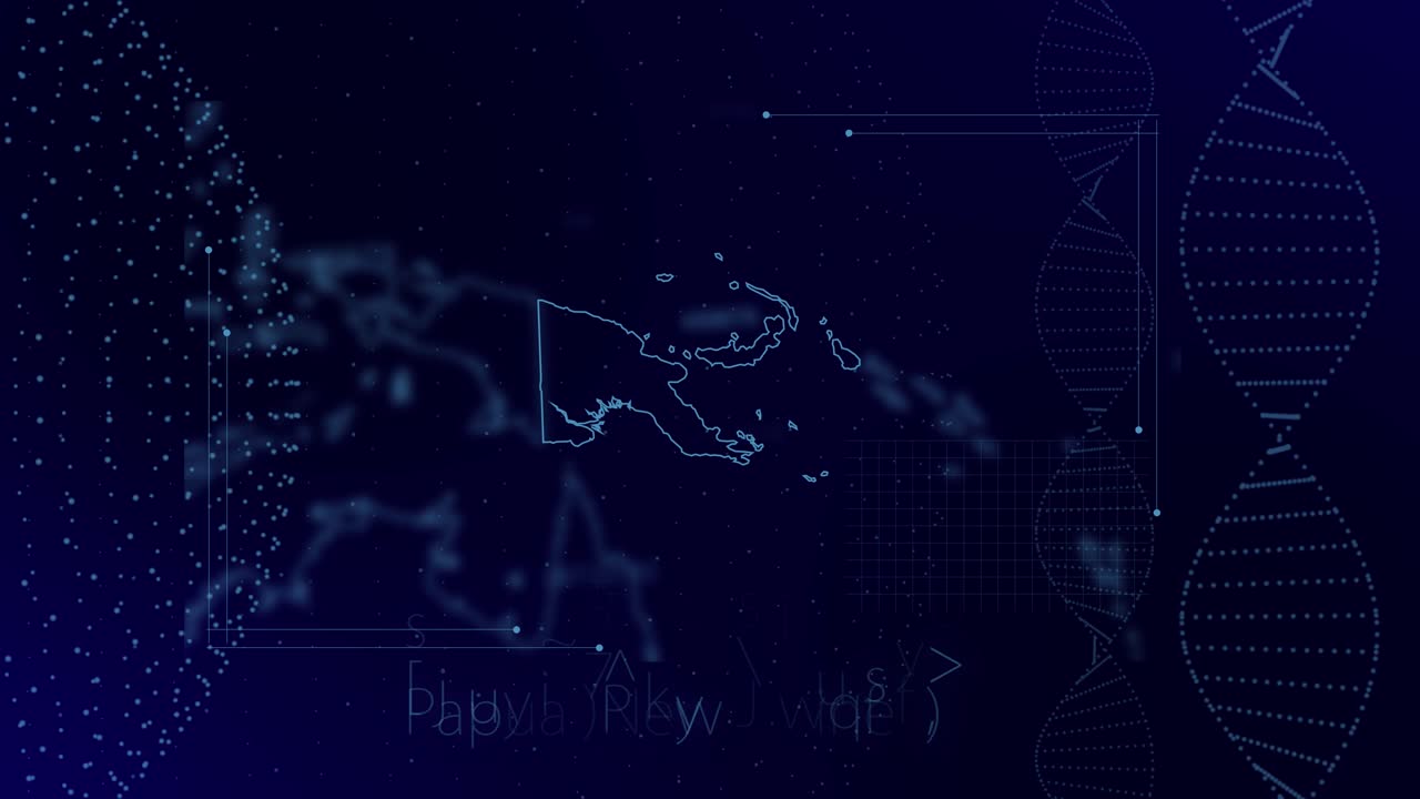 Data analysis Medical statistics on Papua-New Guinea Country with graphs, charts, analytics in background | Papua-New Guinea country Revealing world map, data analysis Medical science technological