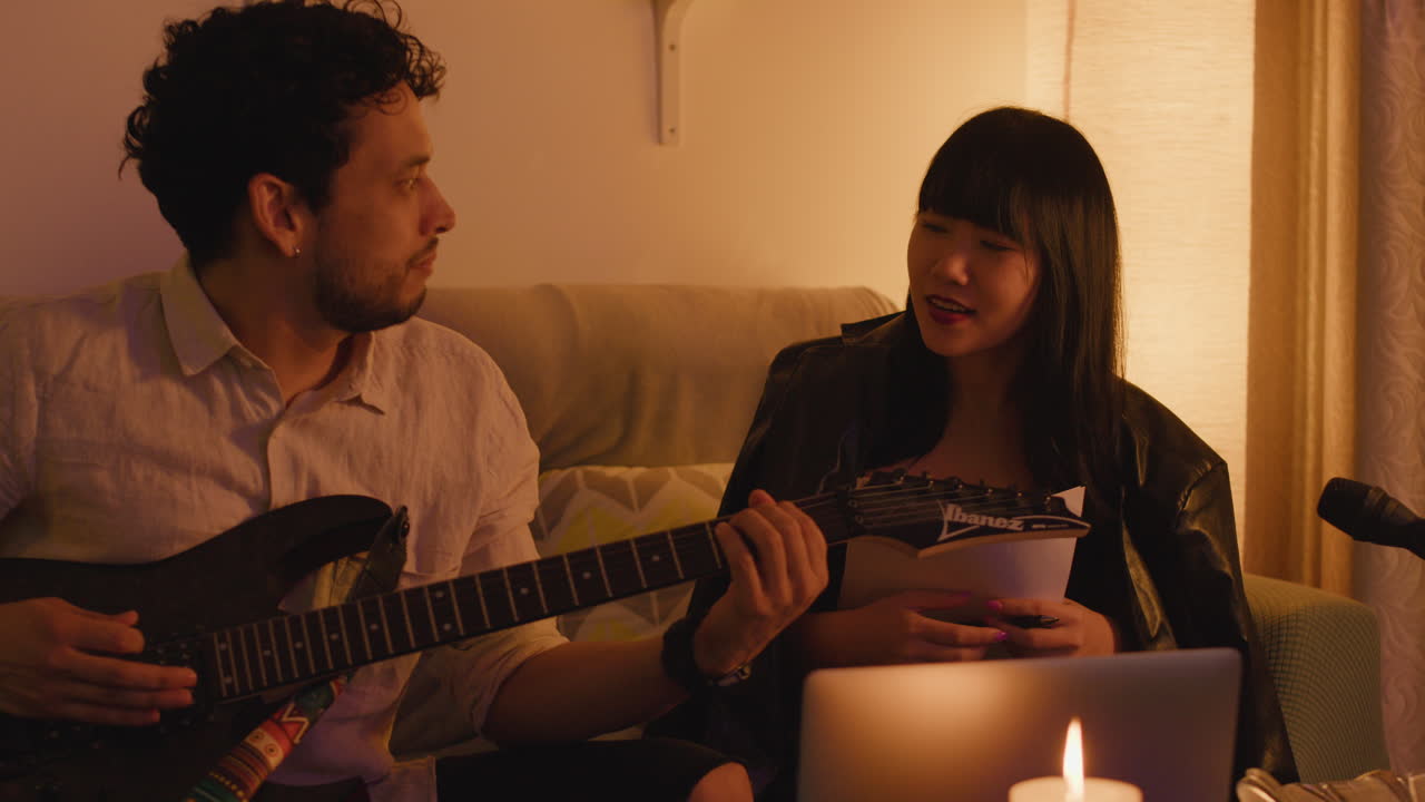 Musicians performing with guitar