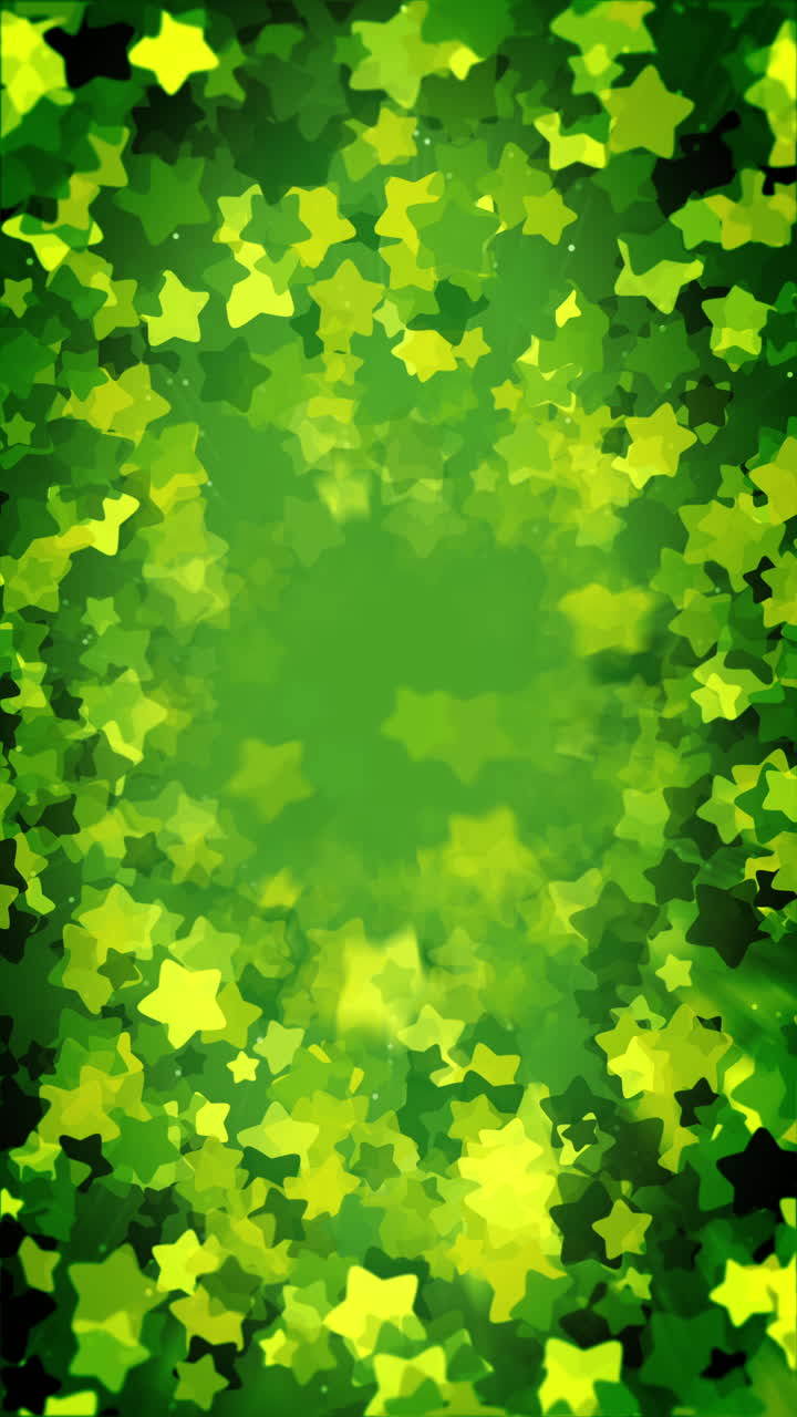 Abstract colorful explosion of dust green and yellow star, movement of glowing particles, speed of light, fireworks from center. Loop animation. Vertical video.