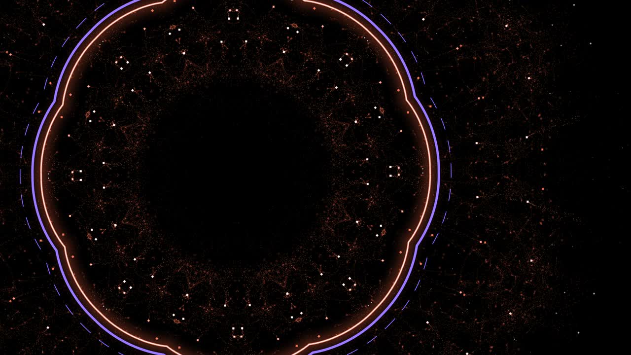 animación abstracta de oro brillante secuencia de adornos gráficos que giran sobre un fondo negro.